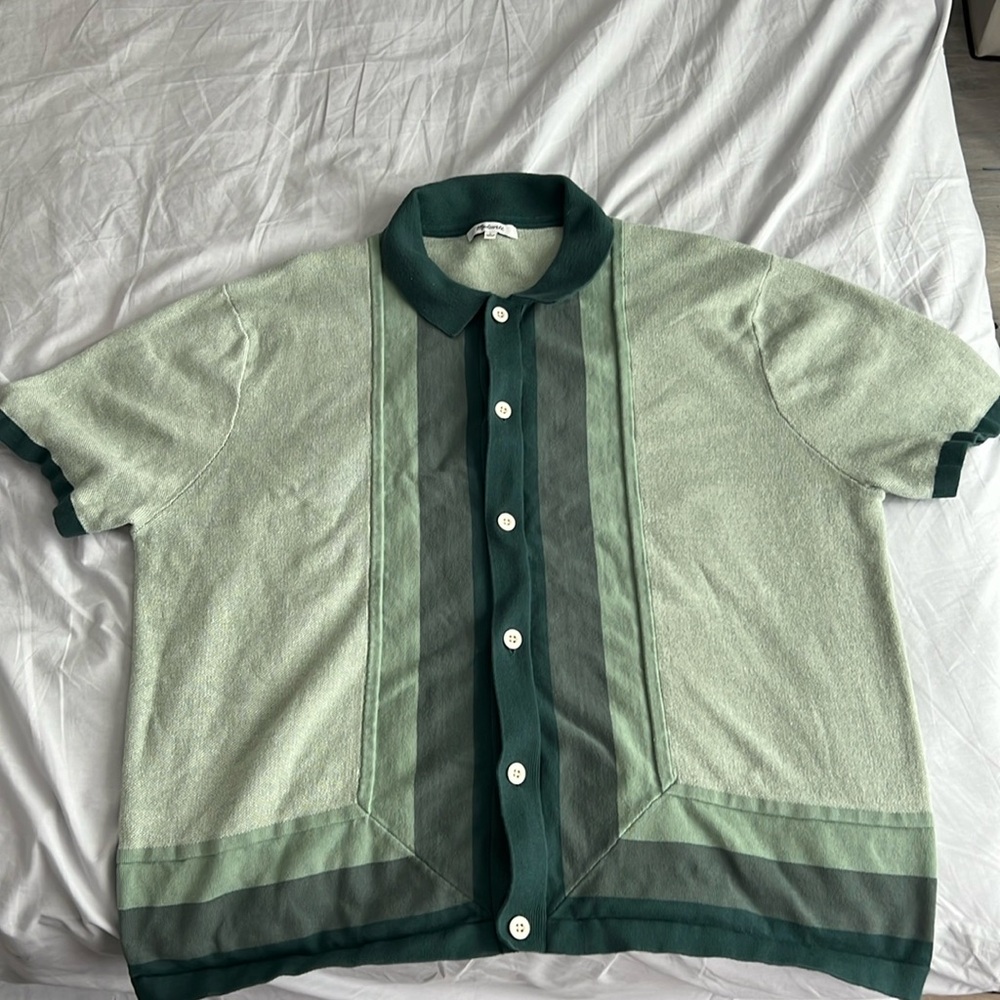 Madewell button up stripe sweater polo shirt